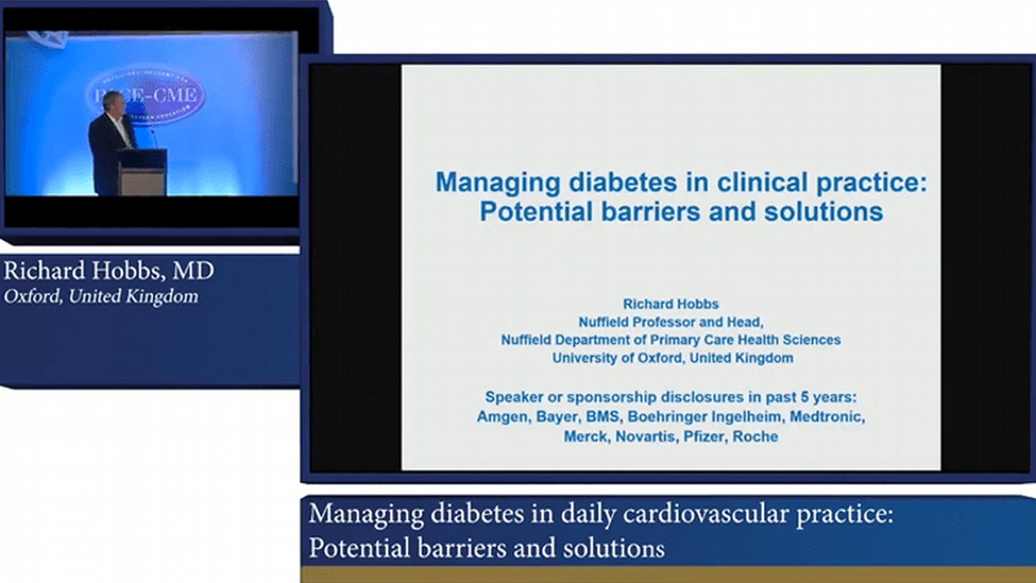 Lecture Managing diabetes in daily cardiovascular practice Potential barriers and solutions